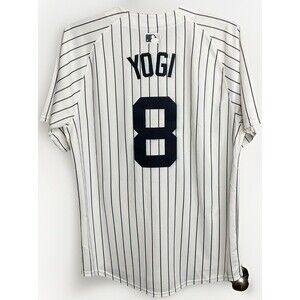 New York Yankees Baseball Jersey #8 Yogi Pinstripe Large 2024 World Series Patch